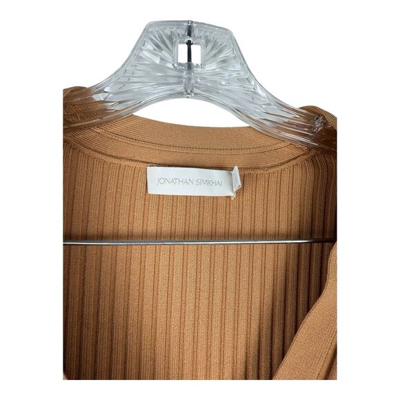 JONATHAN SIMKHAI Estela Cardigan Size S Ribbed Tan Camel Sweater - Picture 4 of 7